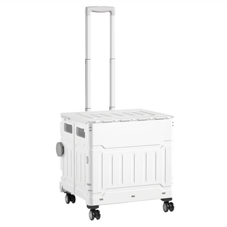萬用折疊購物車 行李箱式伸縮拉桿 多檔調節, 白色, 1個