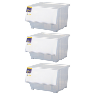 HOUSE 好室喵 極星磁鐵 下掀式整理箱, 透明, 3個