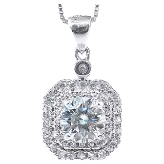 CF Diamond 項鍊 莫桑鑽 心心八箭 1克拉, B0302 豪鑲方包