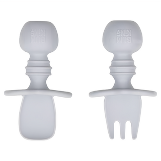 BUMKiNs 白金矽膠湯叉組, 湯匙 + 叉子, 灰色, 1組