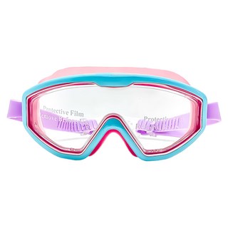 愛北鼻 大框防霧蛙鏡 無耳塞盒裝, 藍綠框 + 粉色, 1個, 兒童