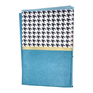 抽象現代風千鳥格桌巾 PVC材質, 140 x 180cm, 藍橘撞色, 1個