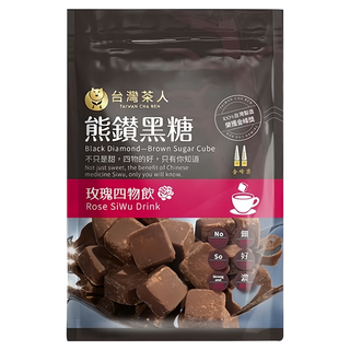 台灣茶人 熊鑽黑糖磚 玫瑰四物飲 獨立包裝 方便攜帶, 136g, 1袋, 1袋