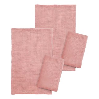 KU.KU Duckbill 酷咕鴨 雲朵皺布六層紗布澡巾, 自然粉, 2條