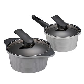 HAPPYCALL Arbor系列 鍋具2件組, 單柄鍋(18cm) + 雙耳鍋(20cm) + 隔熱套, 1組, 混色, 單柄鍋(18cm) + 雙耳鍋(20cm) + 隔熱套, 1組