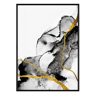 抽象畫 流金, 30 x 40cm, 黑色