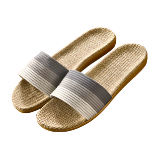 ROYALLIN 蘿林嚴選 日式亞麻透氣拖鞋 (灰色) 尺寸: 29cm, 44~45