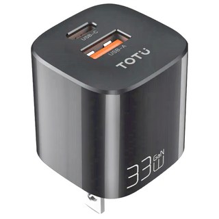 TOTU 拓途 飛速系列 GaN 33W氮化鎵充電器 PD QC雙孔快充, 黑色, 1個