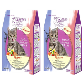LCB 藍帶廚坊 海鮮大餐 貓糧 呵護寵物泌尿道健康 維持體內環保, 挑嘴 + 亮毛, 3kg, 2袋
