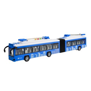 BAOLE STAR TOYS 寶樂星 會說故事的電車雙節巴士公車 摩輪推動/車門可開/燈光音效/音樂 5895, 藍色, 1個