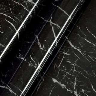 KOTI 日安生活 仿真大理石紋防水防油自黏壁紙 金剛黑, 1捲