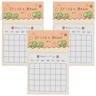 晴日付 安便利貼 Set, Weekly Plan 每週計畫便條紙, 熏風, 3本