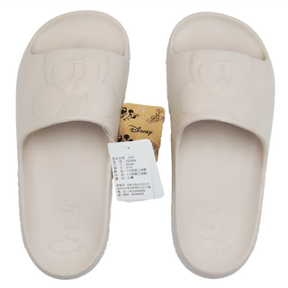 BORUI 柏睿鞋業 大人款 造型厚底紓壓DN米奇浮雕拖鞋 經典款, 奶茶色, 37