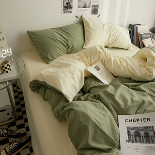 雙人加大床包 MACARON-Q-H-X 親膚磨毛材質 四季皆宜, 抹茶奶昔, 200 × 180cm, 床包