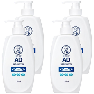 MENTHOLATUM 曼秀雷敦 AD溫和舒敏泡沫沐浴露, 500ml, 4瓶