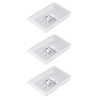 inomata 冰箱收納托盤 PP材質 19.7x29.7x5Hcm 日本製, 扁寬型, 3個