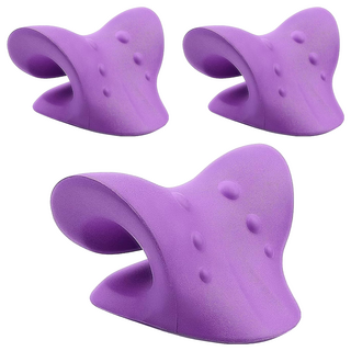 QIDINA C型頸椎按摩枕頸枕肩頸按摩枕 3C族低頭族救星, 紫色, 20.5 x 12 x 16cm, 3個