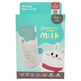 US baby 優生 小米兔冷凍袋 Set 160ml 3D曲線母乳冷凍袋, 25個, 1盒