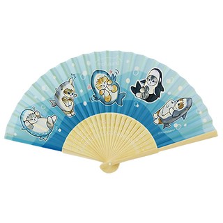 Miravivi 貓福珊迪 可愛摺疊扇, 鯊鯊 藍色, 1個