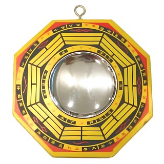 開運陶源 小八卦鏡, 凸透鏡, 八卦鎮宅, 化煞, 扭轉乾坤, 改運, 直徑11公分, 黃楊木, 凸透鏡 黃色, 1個