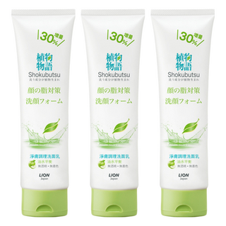 LION 獅王 植物物語 淨膚調理洗面乳, 添加向日葵籽油及山茶樹葉萃取 緊緻毛孔 抗痘 抗菌 成分 植物洗淨成分, 130g, 3條