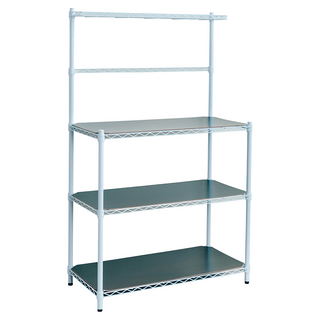 dayneeds 日需百備 輕型 烤漆微波爐架 含木紋板及ㄇ網 置物架 層架 鐵架, 白色, 3層