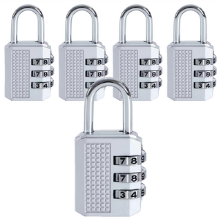 三碼鎖Set 鐵材質, 2.2 x 1 x 5.5cm, 銀色