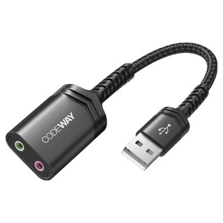 CODEWAY USB 外接音效卡 3極 高品質聲音輸出, 單一商品, 灰色, 1條