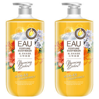 EAU 淨耀 香水沐浴乳 沁寧晨露 天然植物成分 玻尿酸+蘆薈 深層清潔 平衡油脂 水嫩保濕, 1L, 2罐