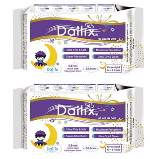 Dailix 衛生棉 超薄0.08cm 茶多酚芯片 雙層防漏設計 快速吸收鎖水 長效透氣, 夜用加長型(33.5cm), 7片, 2包
