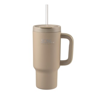 SORIL. 防漏密封隨行杯 950ml, 雙層真空保溫, 不含BPA 孕婦兒童可安心使用, 奶茶色, 1盒
