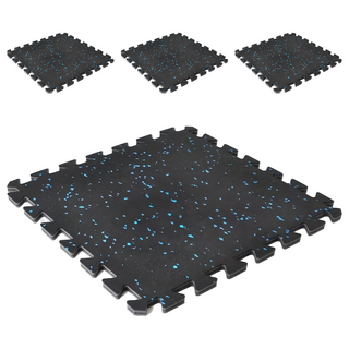 Lotus COZY FITNESS SERIES MIT 健身專用橡膠 EVA 巧拼地墊 60D 附邊條 46.5 x 46.5 x 1.4cm 1020g 4片, 黑色, 1組