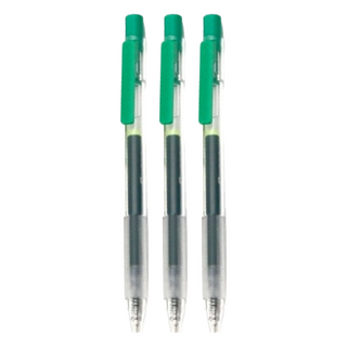 KaCO 速乾中性筆 0.5mm 彈性筆夾設計 一體式防滑筆握, 綠色, 3支