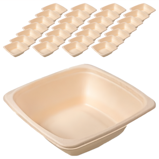 禾啟 植纖方形碗 41號 709ml 環保可分解 一次性餐具, 75個, 4條