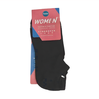 FOOTER 女款 運動逆氣流氣墊襪 時尚除臭襪, M 22-25cm, 黑色