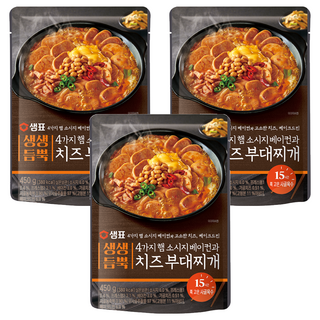 Sempio 膳府 鮮活滿滿 4種火腿香腸培根與起司部隊鍋調理包, 450g, 3包