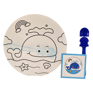 DIY塗鴉扇 25支 紙質 塑料, 鯨魚, 1組