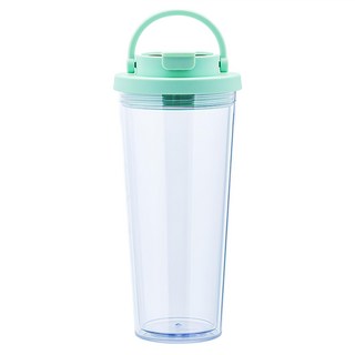 cook power 鍋寶 晶透雙層吸管杯 附吸管 + 吸管刷, 薄荷綠, 700ml, 1個