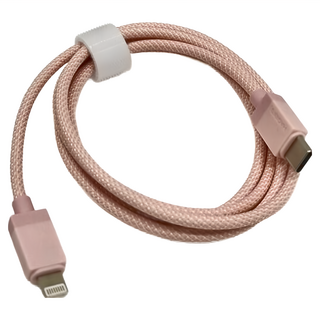 HAGiBiS 海備思 多彩編織 Type-C-Lightning 30W快充線, 100cm, 粉紅色, 1條