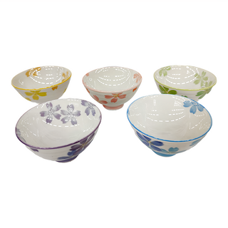 日安工坊 櫻之彩 5入碗組 陶瓷材質 日本產地, 瓷碗, 1組