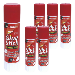 SUCCESS 成功 環保變色口紅膠 黏性佳好塗抹 體型小巧 不含八大重金屬可塑劑, 21g, 6支