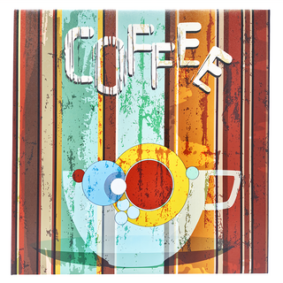 24mama 掛畫 單聯式 裝飾 設計 抽象 早晨 復古 餐廳 無框畫 咖啡插畫, 50 x 50cm