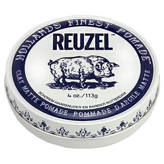 REUZEL 白豬強力黏土級水性髮泥 Clay Matte Pomade, 中等強度定型，打造低光澤休閒蓬鬆油頭，清新香草薄荷香型, 113g, 1罐