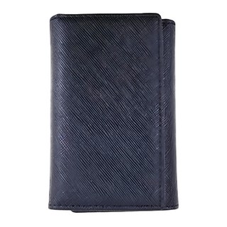 真皮十字紋牛皮多功能鑰匙包, 簡約復古風, 錢包卡包一體, 多層設計, 超實用, 11.5 x 7.8 x 2.6cm, 黑色, 1個