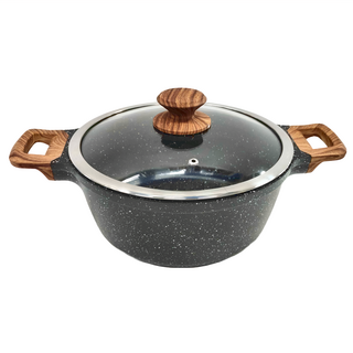 MiyAco 米雅可 歐式晶鑽輕量不沾萬用湯鍋 24cm 3.6L 耐熱 SGS安全無毒認證, 1個, 黑色