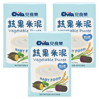 Chila 兒食樂 蔬果米泥, 紫山藥口味, 原食物製作, 鋁箔密封袋包裝, 100%台灣農作物, 紫山藥, 120g, 3盒