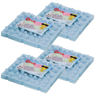 GIMI 吉米 花紋腳底按摩板, 可堆疊收納, 浴室防滑, 4個, 藍色