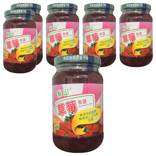 梨山牌 草莓果醬 大圓玻 無添加防腐劑、無添加色素, 430g, 6罐
