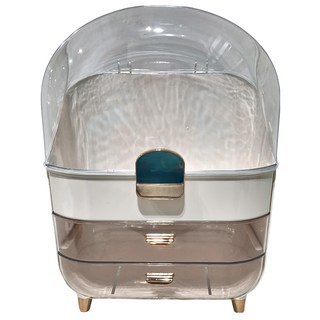 可攜式輕奢化妝品收納盒 - 26.5 x 18.2 x 34.5cm, 白金色, 1562g, 1個