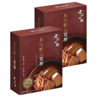 老媽拌麵 麻辣鴨血寬粉, 三種辣椒特製湯頭, 70年台灣老廠純寬粉, 香辣Q彈, SGS檢定, 540g, 2盒